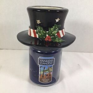 Yankee Candle Christmas Black Top Hat With Star Cut Out Large Jar Shade 1263721